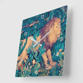 Horloge Carrée Lion dans la Forest, William Morris (Angle)