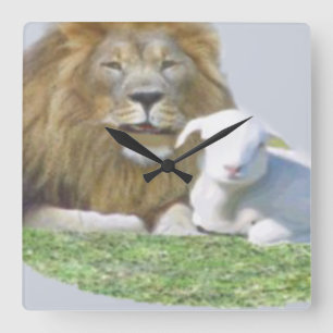 Horloge Carrée Lion et agneau