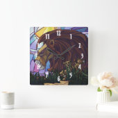 Horloge Carrée Lion et petits (Maison)