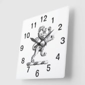 Horloge Carrée Lion héraldique debout Emblème de crête (Angle)