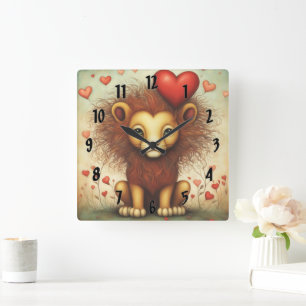 Horloge Carrée Lion Love 1