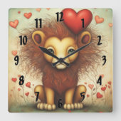 Horloge Carrée Lion Love 1 (Recto)