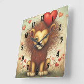 Horloge Carrée Lion Love 1 (Angle)