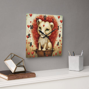 Horloge Carrée Lion Love 3
