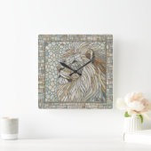 Horloge Carrée Lion Portrait Mosaic Art (Maison)
