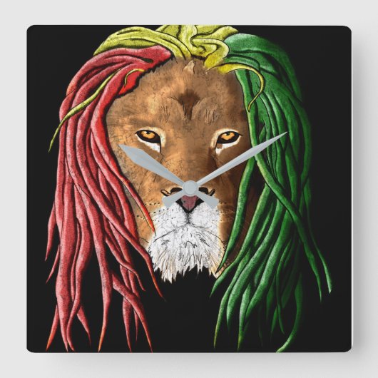 Horloge Carrée Lion Rastafari (Recto)