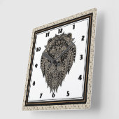 Horloge Carrée Lion tribal (Angle)