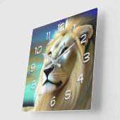 Horloge Carrée Lions majestueux Ethereal (Angle)