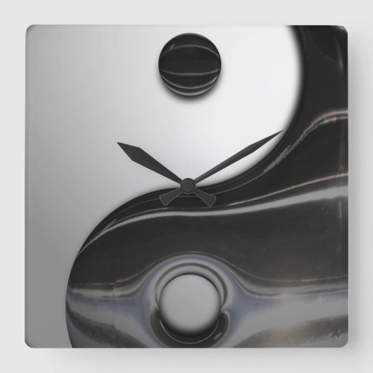 Horloge Carrée Liquid Black Yin Yang (Recto)