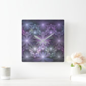Horloge Carrée Lit de fleurs Art Fractal Abstrait tendance brilla (Maison)
