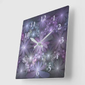 Horloge Carrée Lit de fleurs Art Fractal Abstrait tendance brilla (Angle)