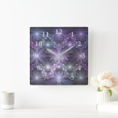 Horloge Carrée Lit de fleurs Art Fractal Abstrait tendance brilla (Maison)