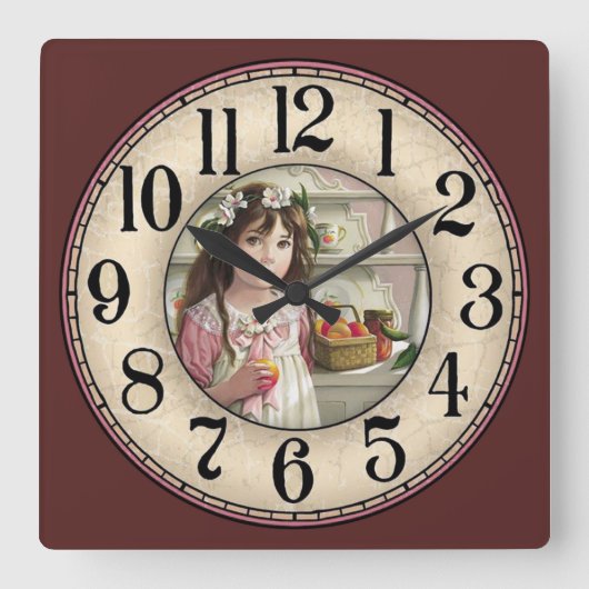 Horloge Carrée Little Girl in General Store (Recto)