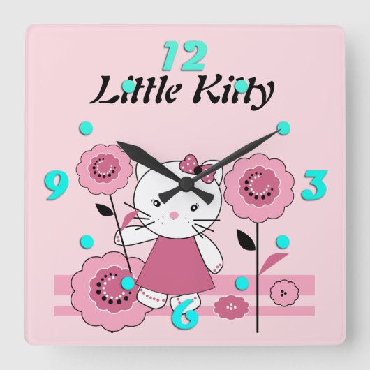 Horloge Carrée Little Kitty (Recto)