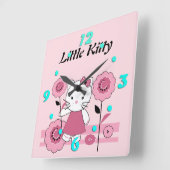 Horloge Carrée Little Kitty (Angle)