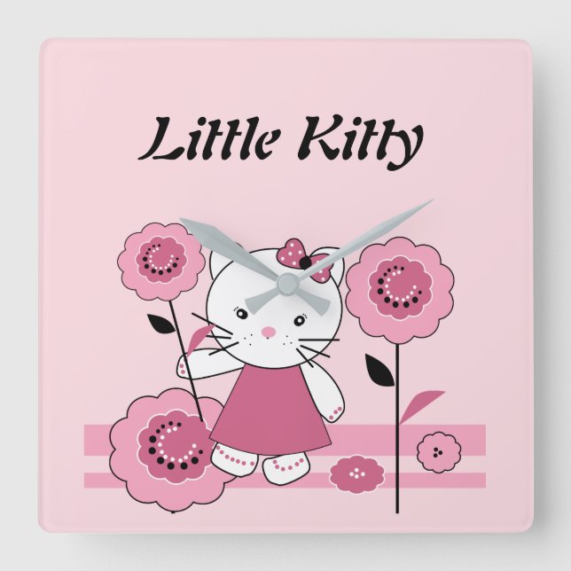 Horloge Carrée Little Kitty (Front)