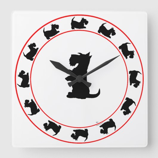 Horloge Carrée Little Scotties Clock (Recto)