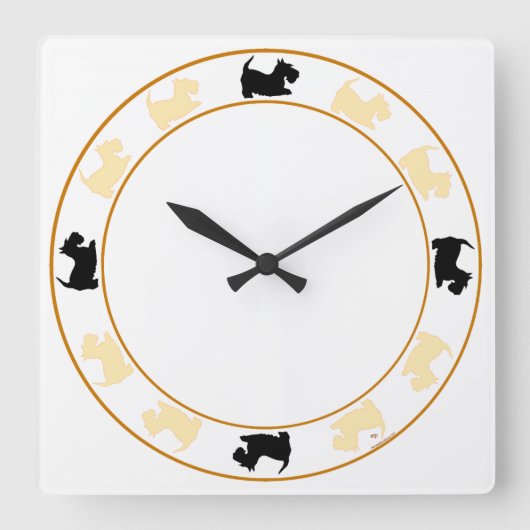 Horloge Carrée Little Scotties Clock (Recto)