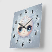 Horloge Carrée Little Snowflake 1 (Angle)