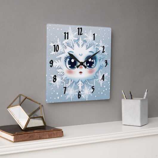 Horloge Carrée Little Snowflake 2 (Bureau)
