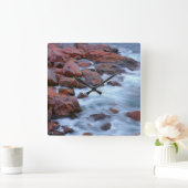 Horloge Carrée Littoral rocheux avec eau, Canada (Maison)