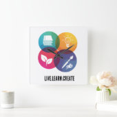 Horloge Carrée Live.Learn.Create (Maison)