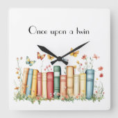 Horloge Carrée Livres et fleurs (Recto)