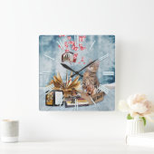 Horloge Carrée Livres gratuits pour Noël (Maison)