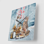 Horloge Carrée Livres gratuits pour Noël (Angle)