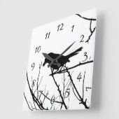 Horloge Carrée L'observation du Inséparable de silhouette de Catb (Angle)