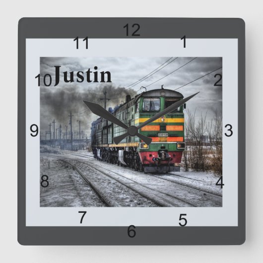 Horloge Carrée Locomotive diesel (Recto)