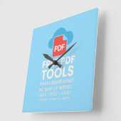 Horloge Carrée 🔥 Logo 3D Fantastique – FreetoolsPDF.Cloud (Angle)