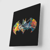 Horloge Carrée Logo Batman Neon/80s Graffiti (Angle)