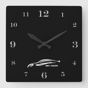 Horloge Carrée Logo blanc de traçage de coupé de genèse