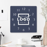 Horloge Carrée Logo de Custom Company<br><div class="desc">Add your custom corporate logo to create a wall clock. Makes a great promotional giveaway or corporate gift for customers,  vendor,  employees or other special people. choose from different clock shapes and sizes. No minimum quantity,  no setup fees.</div>