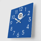 Horloge Carrée Logo de la société moderne bleu et blanc (Angle)