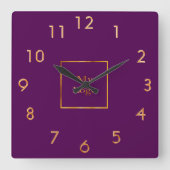 Horloge Carrée Logo de l'entreprise or violet (Recto)