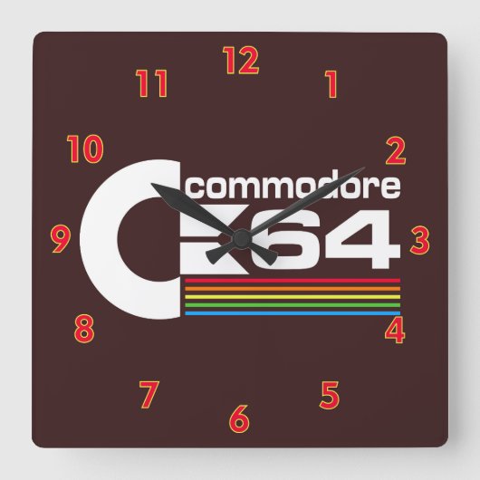Horloge Carrée Logo de l'ordinateur Commodore C64 cool (Recto)