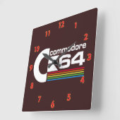 Horloge Carrée Logo de l'ordinateur Commodore C64 cool (Angle)