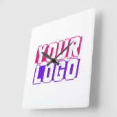 Horloge Carrée Logo de votre entreprise (Angle)
