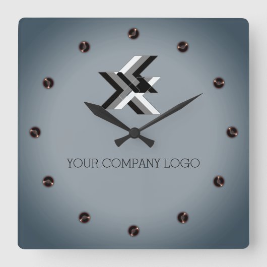 Horloge Carrée LOGO DE YOUR COMPANY, personalized,add your text (Recto)