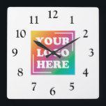 Horloge Carrée Logo d'entreprise personnalisé, entreprise<br><div class="desc">Add your custom corporate logo to create a wall clock. Makes a great promotional giveaway or corporate gift for customers, vendor, employees or other special people. choose from different clock shapes and sizes. No minimum quantity, no setup fees.</div>