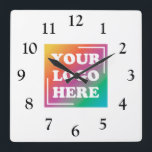 Horloge Carrée Logo d'entreprise personnalisé, entreprise<br><div class="desc">Add your custom corporate logo to create a wall clock. Makes a great promotional giveaway or corporate gift for customers,  vendor,  employees or other special people. choose from different clock shapes and sizes. No minimum quantity,  no setup fees.</div>