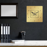 Horloge Carrée Logo Gold Custom Carré Business Company Office<br><div class="desc">Décorez votre maison/bureau avec cette horloge murale cool,  avec logo et nom personnalisés. Ajoutez facilement le logo désiré en cliquant sur l'option "personnaliser".</div>