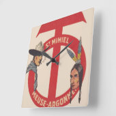 Horloge Carrée Logo militaire 90e division (Angle)