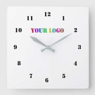 Horloge Carrée Logo personnalisé Bureau d'affaires Couleurs perso