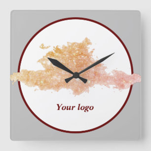 Horloge Carrée Logo simple et élégant sur mesure ici entreprise w