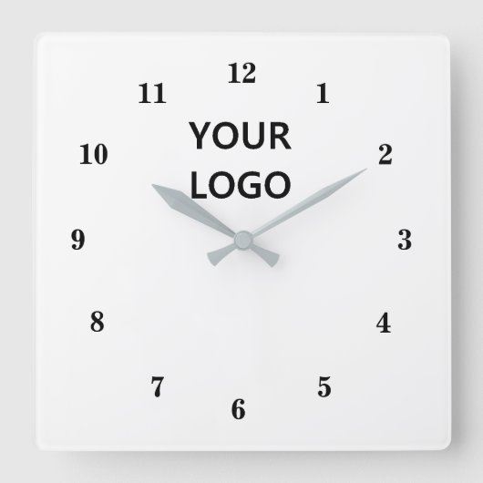 Horloge Carrée Logo White Black - Customizable (Recto)