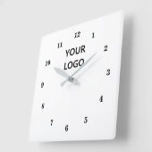 Horloge Carrée Logo White Black - Customizable (Angle)