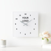 Horloge Carrée Logo White Black - Customizable (Maison)